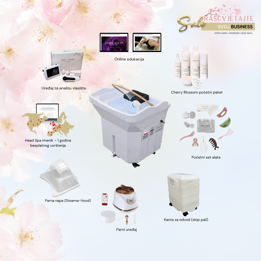 PROLJETNA RASPRODAJA: JAPANESE HEAD SPA WHITE NON-PLUMBED HEAD SPA UNIT PAKET S ONLINE EDUKACIJOM