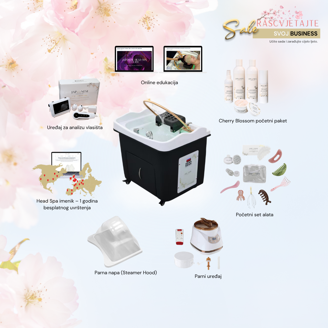 PROLJETNA RASPRODAJA: JAPANESE HEAD SPA BLACK HYBRID RECTANGLE HEAD SPA UNIT PAKET S ONLINE EDUKACIJOM